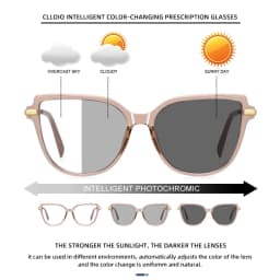 CLLOIO TR90 Women Anti blue Blocking Reading Eyeglass Fashion Oversize Cat Eye Frame Photochromic Prescription Optical Glasse