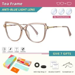 CLLOIO TR90 Women Anti blue Blocking Reading Eyeglass Fashion Oversize Cat Eye Frame Photochromic Prescription Optical Glasse