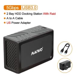 MAIWO 3.5 Inch HDD Case SATA RAID Storage Enclosure Dual Bay Hard Drive Docking Station for 2.5/3.5 Inch External Hard Drive Box