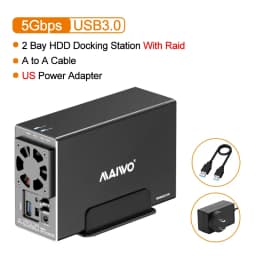 MAIWO 3.5 Inch HDD Case SATA RAID Storage Enclosure Dual Bay Hard Drive Docking Station for 2.5/3.5 Inch External Hard Drive Box