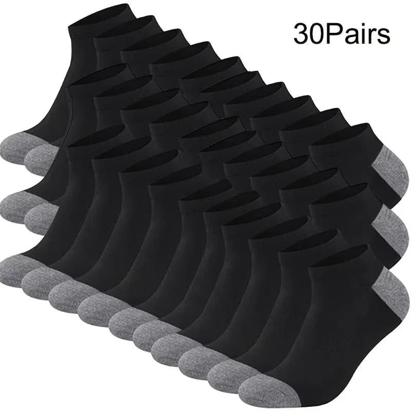 10/20/30pairs Men's Color Block Boat Socks, Fashion Breathable Comfy Low Cut Ankle Socks, Men's Socks