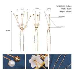 3Pcs/set Crystal Pearl Hairpins for Women Wedding Party Bag Hat Accessories Hair Sticks Girls Holiday Gifts Jewelry Headpieces