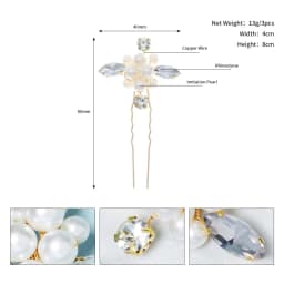 3Pcs/set Crystal Pearl Hairpins for Women Wedding Party Bag Hat Accessories Hair Sticks Girls Holiday Gifts Jewelry Headpieces