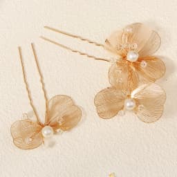 Bridal Wedding U-shaped Metal Flower Hair Comb Forks Gold Color for Women Handmade Hairpin Headdress Bridesmaid Gifts