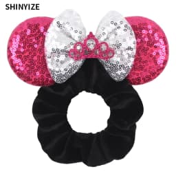 New Cute Mouse Ears Headwear Tie Hair Festival Sequin Women 3.6"Bow Elastic Headband Girl Party DIY Hair Accessories Gift