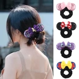 New Cute Mouse Ears Headwear Tie Hair Festival Sequin Women 3.6"Bow Elastic Headband Girl Party DIY Hair Accessories Gift