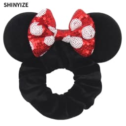 New Cute Mouse Ears Headwear Tie Hair Festival Sequin Women 3.6"Bow Elastic Headband Girl Party DIY Hair Accessories Gift