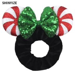 New Cute Mouse Ears Headwear Tie Hair Festival Sequin Women 3.6"Bow Elastic Headband Girl Party DIY Hair Accessories Gift