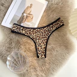 Leopard-print Thong Women Sexy Panties Low Waist Ice Silk Female Briefs Seamless Cotton G-string Women’s Underwear Sxy Lingerie