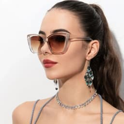 2PCS Cat Eye fashion Women Sunglasses Daily Holiday Beach Decorative Glasses