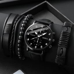 4/5PCS Fashion Men's Watches Man Business Quartz Wristwatch Vintage Leather Bracelets Set Reloj Hombre(Without Box)