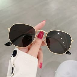 Men Sunglasses Hexagon Sun Glasses NEW Women Metal Frame Fishing Glasses Gold Tea Eyewear Lentes De Sol Hombre Okulary UV400