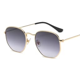 Men Sunglasses Hexagon Sun Glasses NEW Women Metal Frame Fishing Glasses Gold Tea Eyewear Lentes De Sol Hombre Okulary UV400