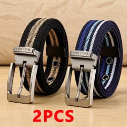 Men's Fabric Belt Canvas Belt for Drilled Webbing Casual Fashion Men's Trousers Belts Jeans Male Waist Belt Striped Strap HB072