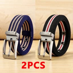 Men's Fabric Belt Canvas Belt for Drilled Webbing Casual Fashion Men's Trousers Belts Jeans Male Waist Belt Striped Strap HB072
