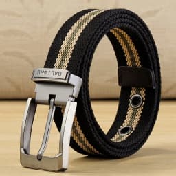 Men's Fabric Belt Canvas Belt for Drilled Webbing Casual Fashion Men's Trousers Belts Jeans Male Waist Belt Striped Strap HB072
