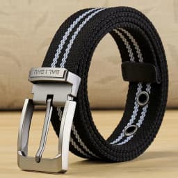 Men's Fabric Belt Canvas Belt for Drilled Webbing Casual Fashion Men's Trousers Belts Jeans Male Waist Belt Striped Strap HB072