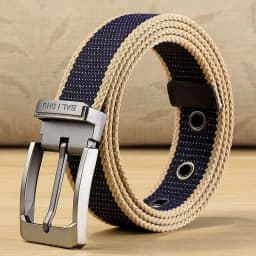 Men's Fabric Belt Canvas Belt for Drilled Webbing Casual Fashion Men's Trousers Belts Jeans Male Waist Belt Striped Strap HB072