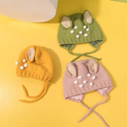 Cute Cartoon Baby Ear Protection Cap Winter Warm Infant Woolen Knitted Hat 6-36M Boy Girl Crochet Bonnet Toddler Beanie Headgear