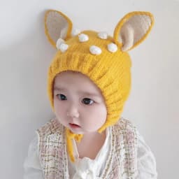 Cute Cartoon Baby Ear Protection Cap Winter Warm Infant Woolen Knitted Hat 6-36M Boy Girl Crochet Bonnet Toddler Beanie Headgear