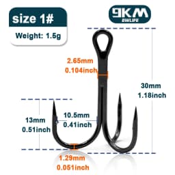 9KM Fishing Treble Hooks High Carbon Steel Brabed Triple Hook Fishing Hooks on Hard Lures Saltwater Fishing Accessories