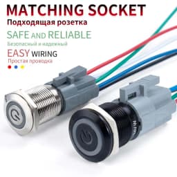 12/16/19/22/25/30/40mm Waterproof Metal Push Button Switch NO LED Light Momentary Latching Car Engine Power Switch 1NO1NC