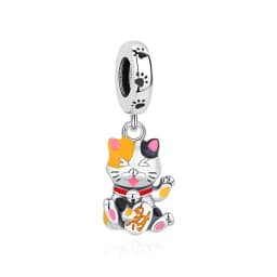 925 Sterling Silver Charms Fortune Cat Chinese New Year Pendant Beads Japanese Girl Fit Brand Bracelets Necklaces Women Jewelry