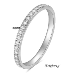 Full Small CZ Zircon Channel Setting Stainless Steel Engagement Rings for Women