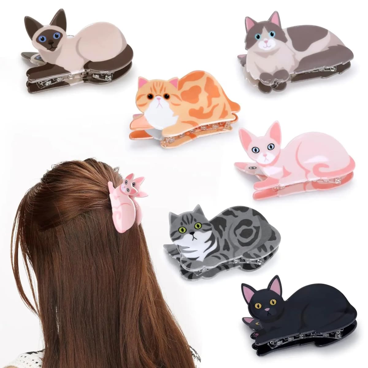 1/2/3/5pcs cat hairpin lady cute little hairpin short long hair hairpin for daughter lover girl school partner
