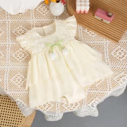 2026 New Summer Baby Clothes Sweet Infant Girls Tulip Bodysuit Flying Sleeve Princess Dress Sister Dress Toddler Outwear