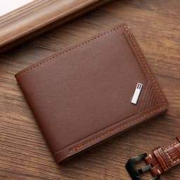 Lychee Texture Leather Card Clip Short Men'S Coin Purse Wallet Business-Style Cash Money Purse Multi Patchwork Card Slot Holder