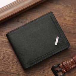 Lychee Texture Leather Card Clip Short Men'S Coin Purse Wallet Business-Style Cash Money Purse Multi Patchwork Card Slot Holder