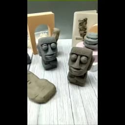 Stone Man Releases Stress Toy Slowly Rebounds Soft Moai Statue Squeeze Eyes Interested Expression Relaxes Stress Children's Gift