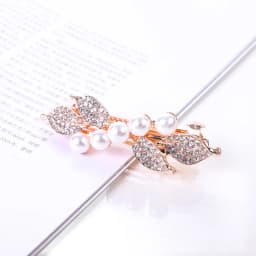 Crystal Floral Hairpin Girl Ladies Hairwear Jewelry For Women Rhinestone Alloy Hair Clip Party Barrettes Leaf AE024