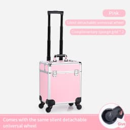 Aluminum Rolling Makeup Case Lockable Cosmetic Salon Organizer Trolley Case With Trays