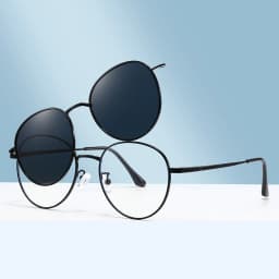 Roud Frame Polarized Sunglasses Magnetic With 2 Clips On Glasses Metal Frame Legs Optical Eyeglass Magnet Eyeglasses 3 IN 1