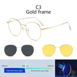 Roud Frame Polarized Sunglasses Magnetic With 2 Clips On Glasses Metal Frame Legs Optical Eyeglass Magnet Eyeglasses 3 IN 1