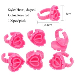 100 Pcs Disposable Eyelash Glue Ring Holder Cup Heart-shaped Plastic Tattoo Pigment Holder Pallet Eye Lash Extension Makeup Tool