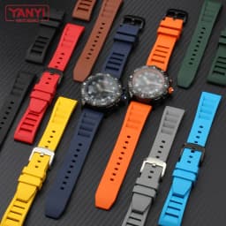FKM Fluorine Rubber Watchband 20mm 21mm 22mm 24mm for Breitling Omega Seiko Casio Mido Watches Band Sport Watch Strap Dustproof
