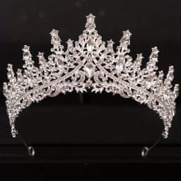Bridal Headwear Luxury Silver-Color Crystal Water Drop Rhinestone Tiara Necklace Earrings Wedding 4 Pcs Jewelry Set