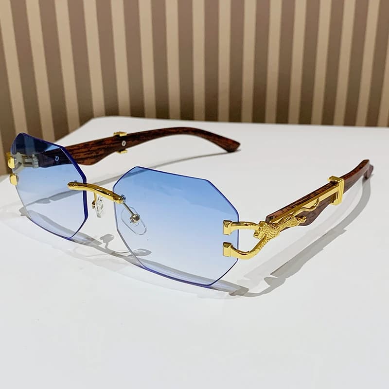 Rimless Square Sunglasses Men With Hexagon Retro Frameless Sun Glasses for Women 2024 Luxury Brand Designer Eyewear UV400 Shades