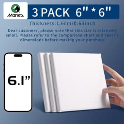 Marie's 3 Pack Stretched Canvas with 6x6", 8x8", 12x12", 12x16" and 16x20", 100% Cotton Primed White Rectangular Wooden Framed