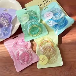 6pcs Sweet Cute Colorful Spiral Hair Ties Resin Jelly Coil Hair Rings Elastic Women Girls Ponytail Holders Hair Accessories