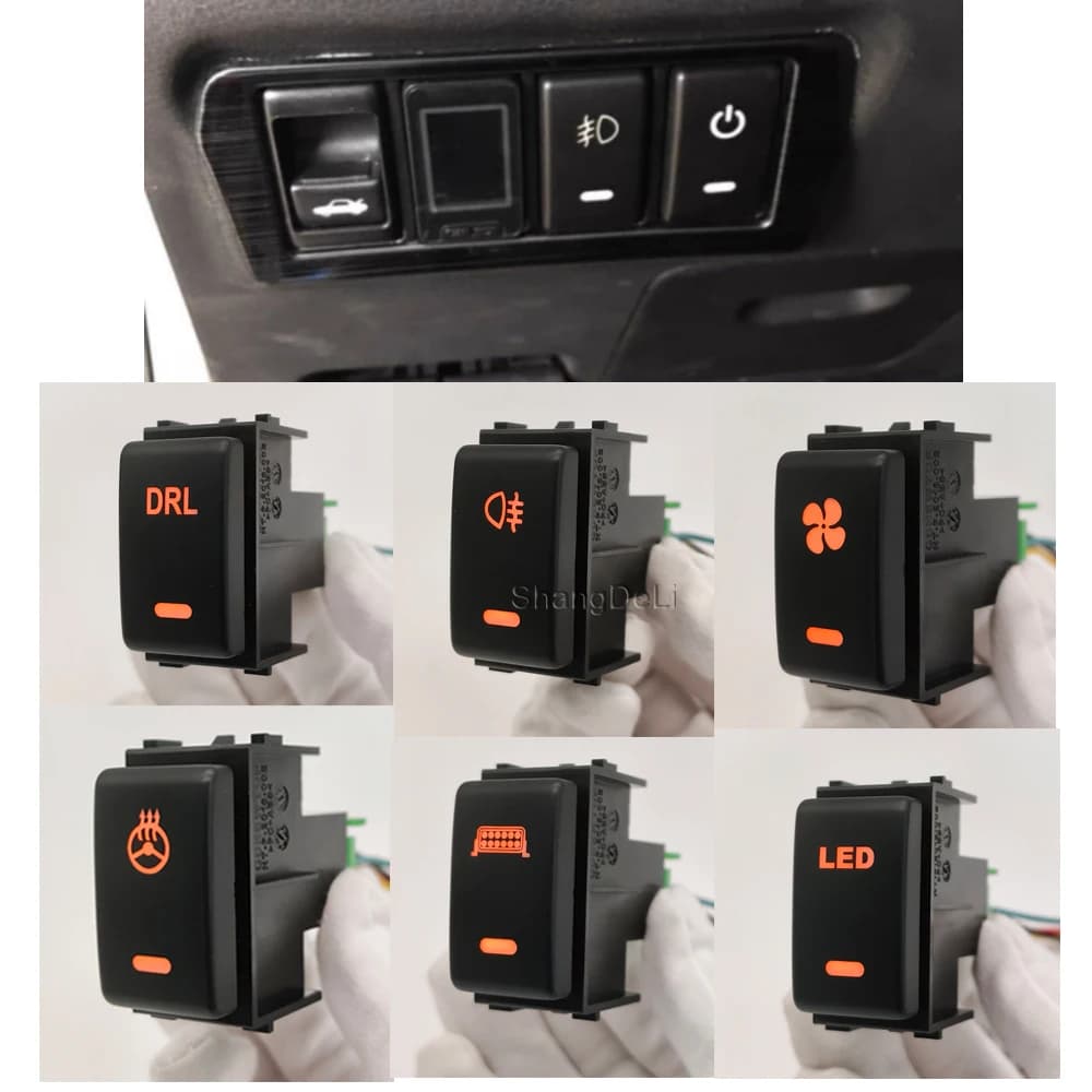 Car LED Light Front Fog Light Switch Rear Fog Lamp Push Button with wire For Nissan Qashqai Tiida X-TRAIL Patrol Y62 2008 - 2015