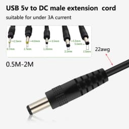 0.5M 2M 5V USB type A Male to DC 3.5 1.35 4.0 1.7 5.5 2.1 5.5 2.5mm male plug extension power cord supply Jack cable connector