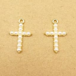 10pcs Pearl Crystal Cross Charm for Jewelry Making Necklace Bracelet Earring Pendant Diy Accessories Zinc Alloy