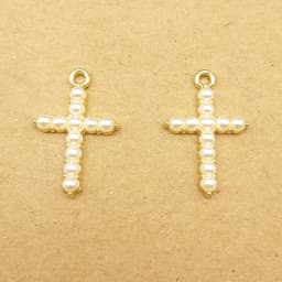 10pcs Pearl Crystal Cross Charm for Jewelry Making Necklace Bracelet Earring Pendant Diy Accessories Zinc Alloy