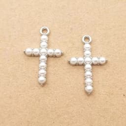 10pcs Pearl Crystal Cross Charm for Jewelry Making Necklace Bracelet Earring Pendant Diy Accessories Zinc Alloy