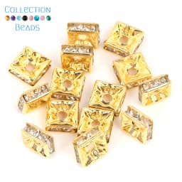 Gold Color Silver Color Square Rhinestone Rondelles Crystal Spacer Beads For Jewelry Making DIY Bracelet Necklace Accessories