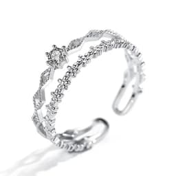 VENTFILLE 925 Sterling Silver Flower Lace Ring Korean Fashion Opening Inlaid CZ Adjustable Rings Valentine's Day Gift